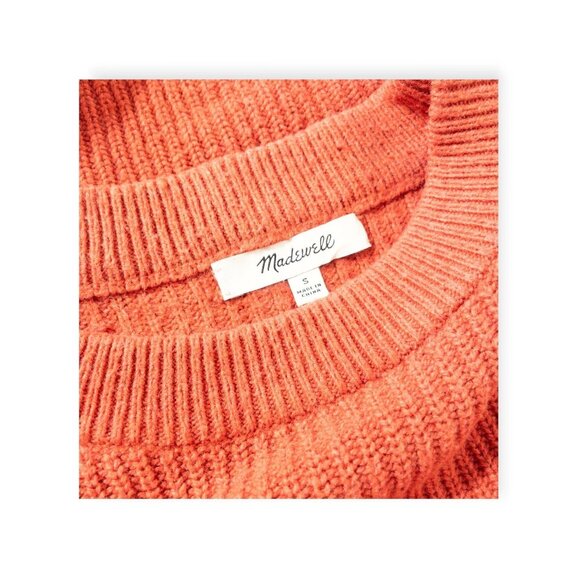 Madewell Orange Ribbed Sweater With Patch Pockets SZ S - Picture 5 of 7
